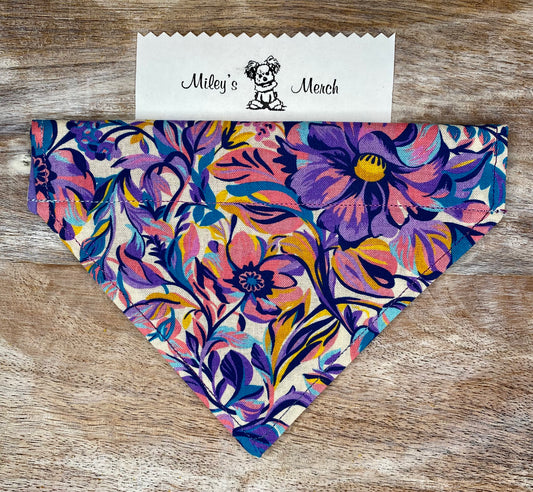 Over the Collar Dog Bandana, Reversible Dog Bandana, Flowers