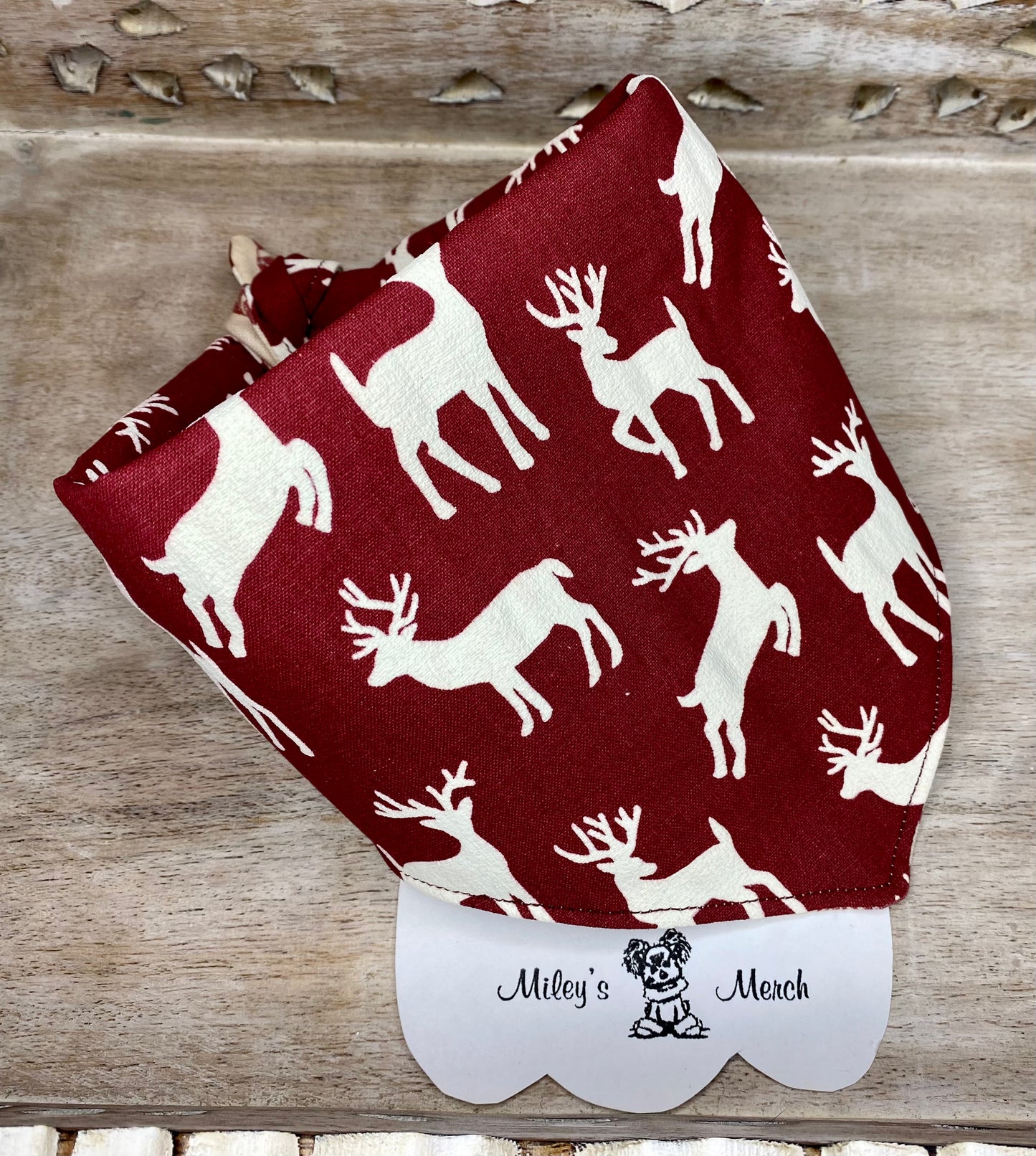 Tie on Dog Bandana, Reversible Dog Bandana, Reindeer & Santa’s