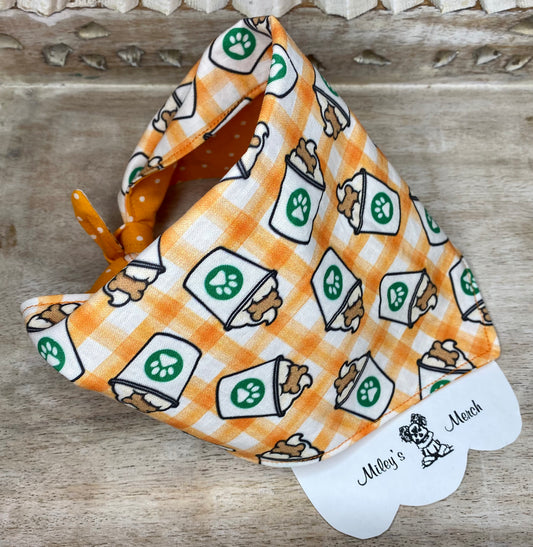 Tie on Bandana, Reversible Dog Bandana, Pupachinos & Poka Dots