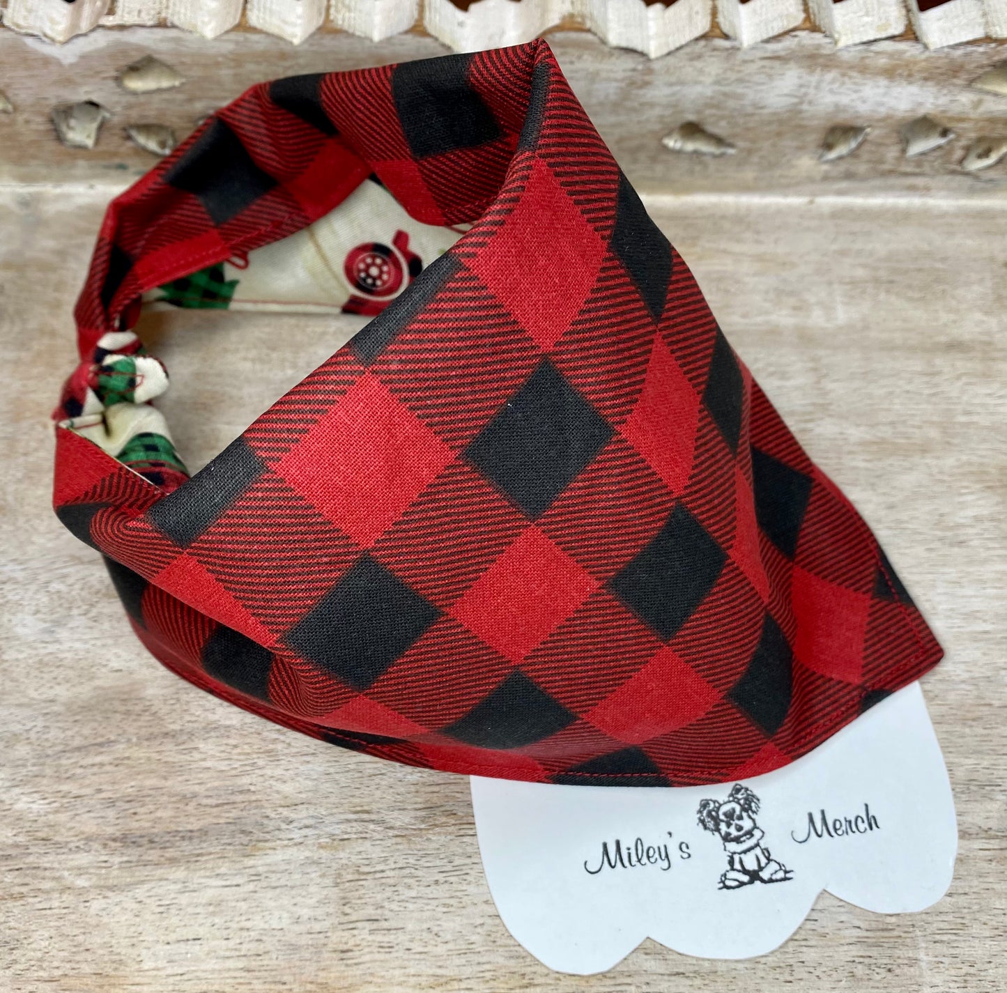 Tie on Dog Bandana, Reversible Dog Bandana, Camper vans & Buffalo Plaid