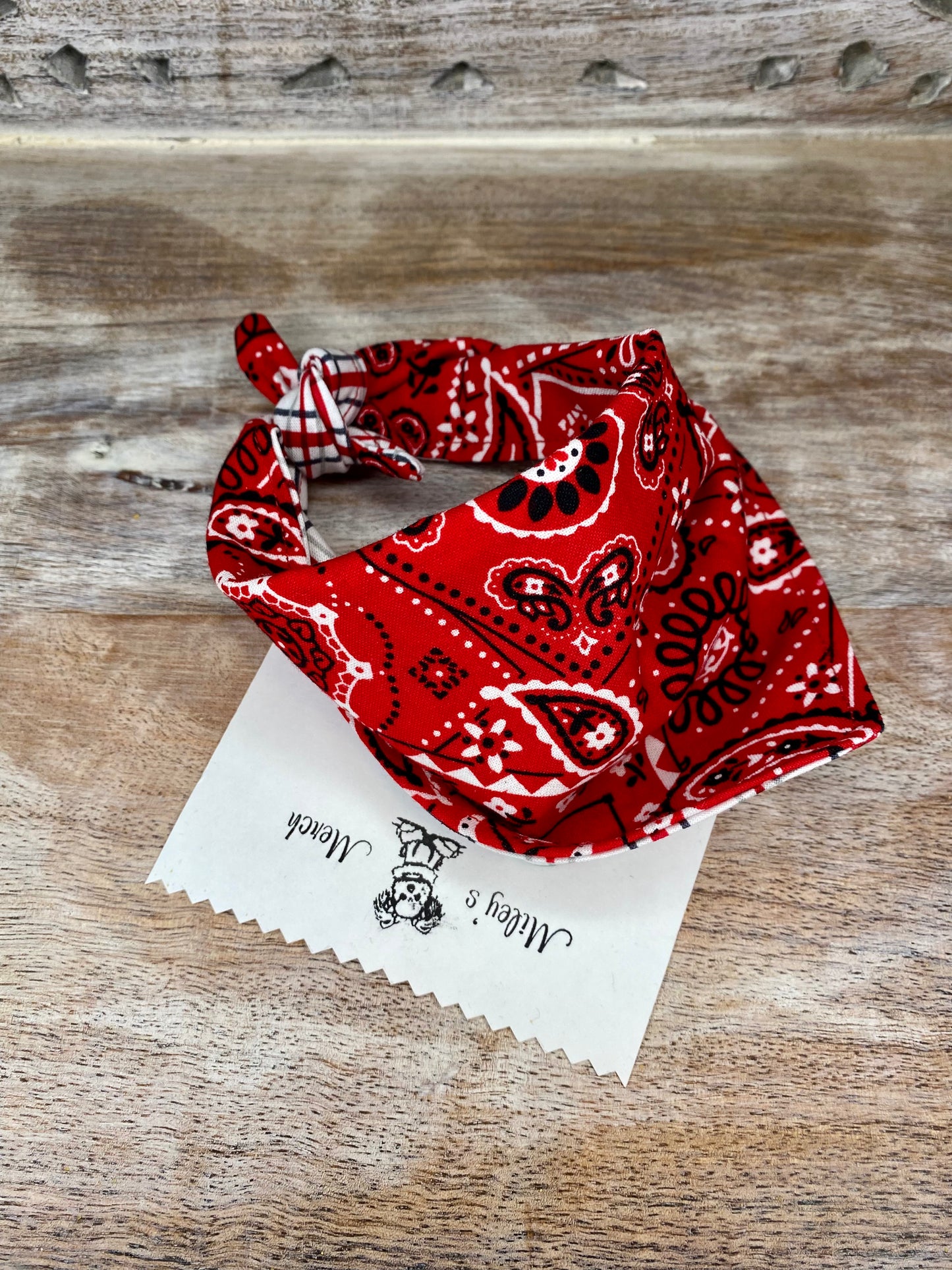 Tie on Dog Bandana, Reversible Dog Bandana, Stripes & Cowboy Pattern