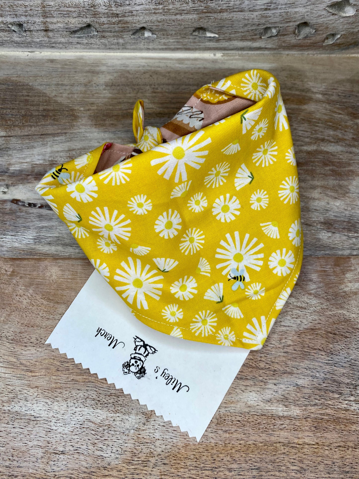 Tie on Dog Bandana, Reversible Dog Bandana, Donut & Bumble Bee Pattern