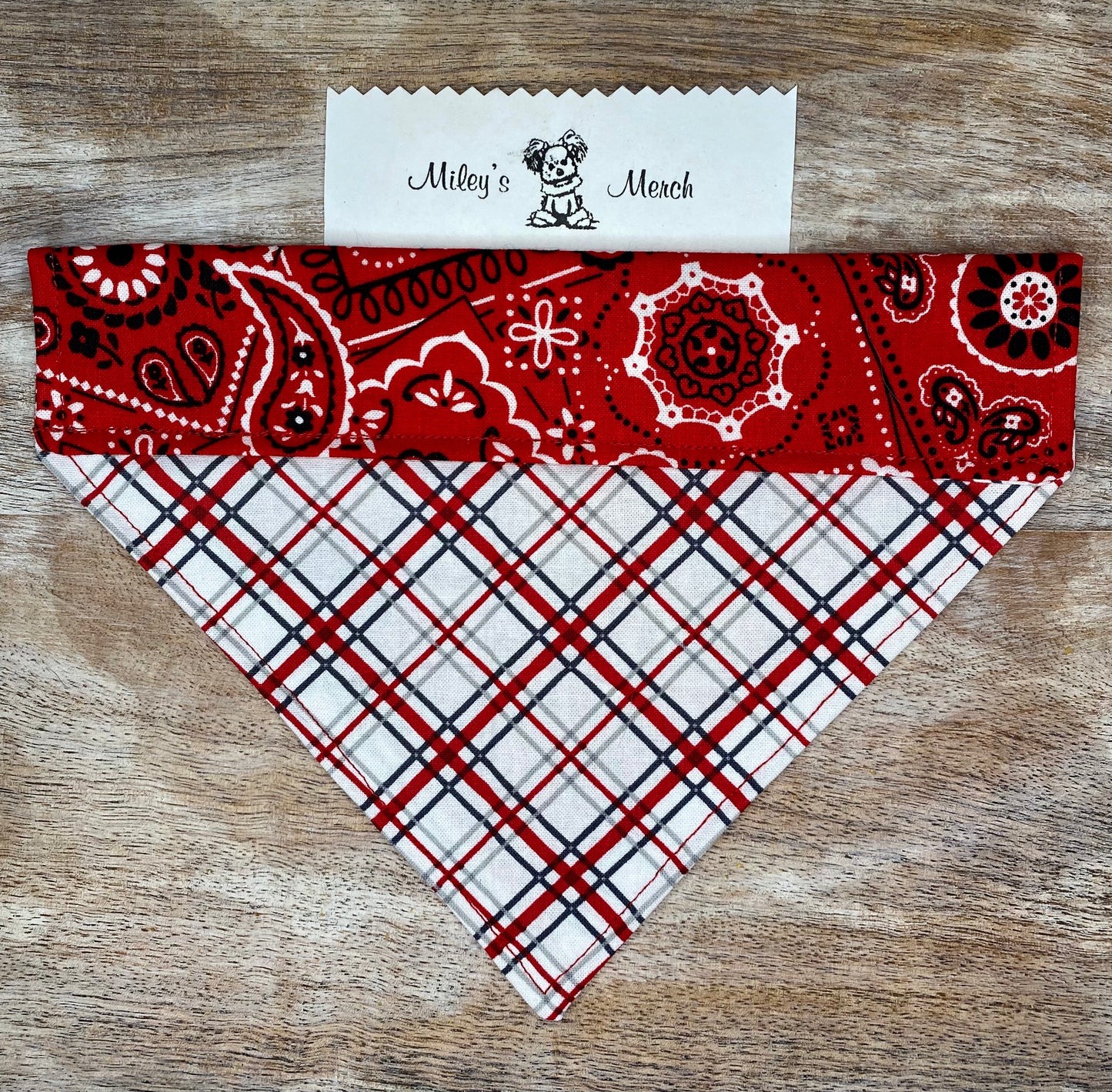 Over the Collar Dog Bandana, Reversible Dog Bandana, Cowboy & Stripes Pattern