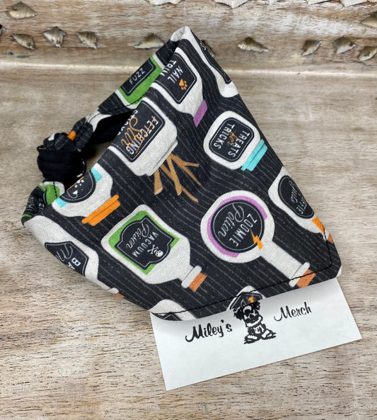 Tie on Dog Bandana, Reversible Dog Bandana, Potion Botles