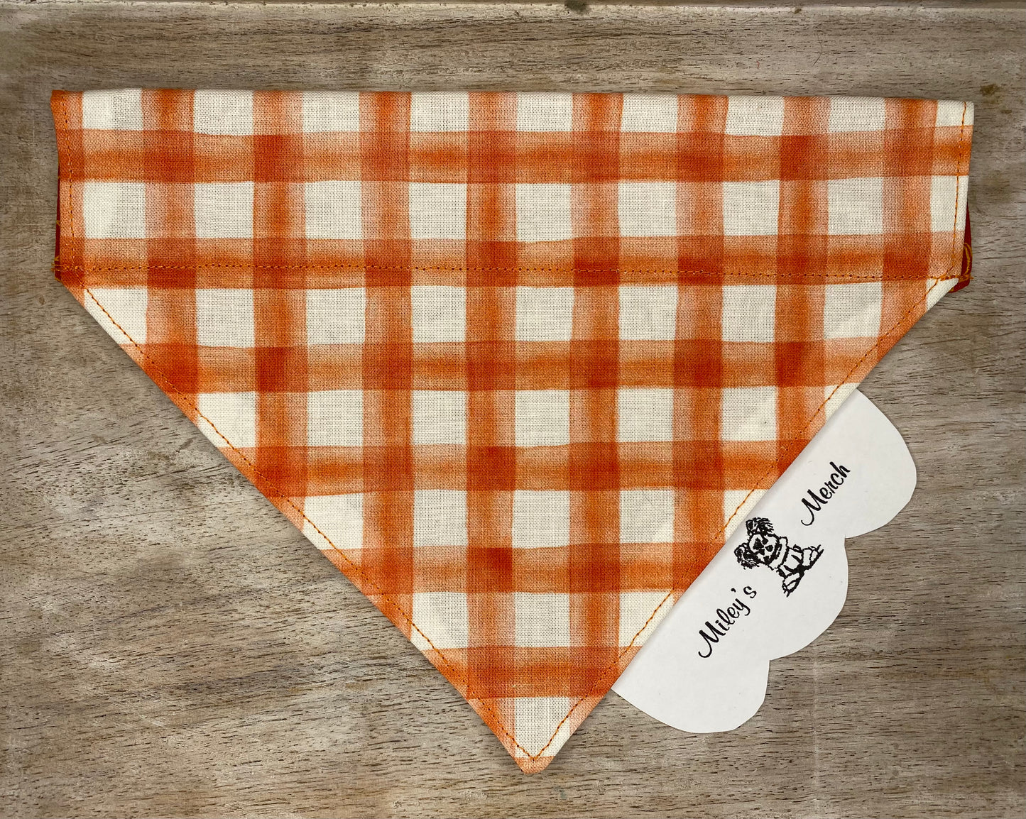 Over the Collar Dog Bandana, Reversible Dog Bandana, Orange Plaid & Pumpkins