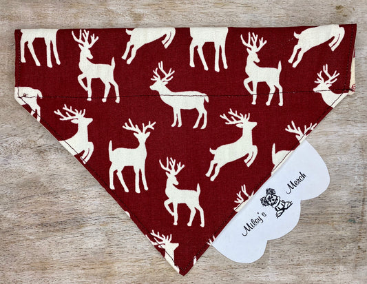 Over the Collar Dog Bandana, Reversible Dog Bandana, Reindeers & Santas