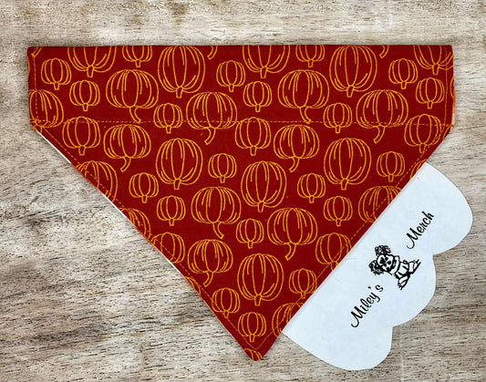 Over the Collar Dog Bandana, Reversible Dog Bandana, Pumpkins