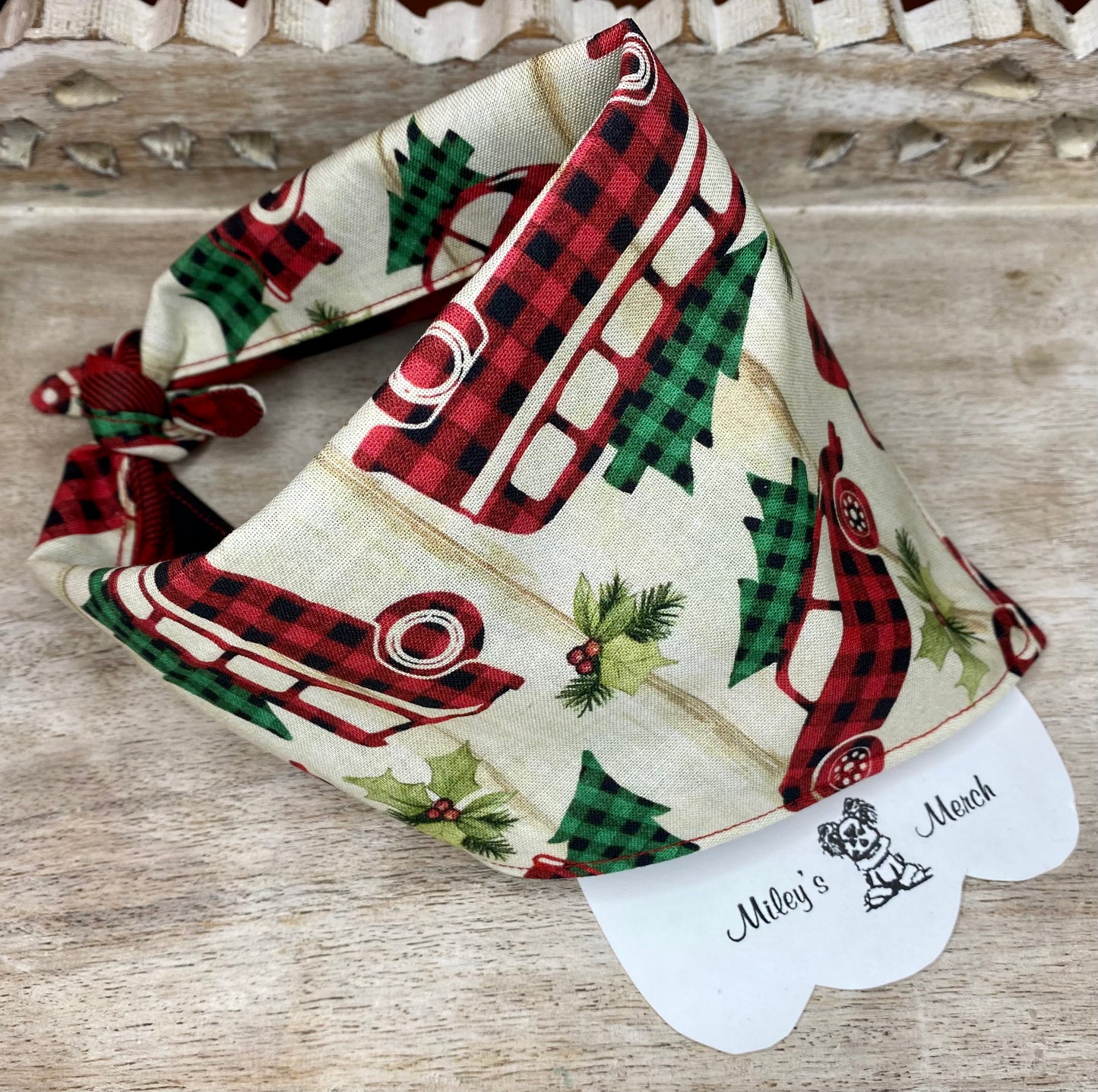 Tie on Dog Bandana, Reversible Dog Bandana, Camper vans & Buffalo Plaid