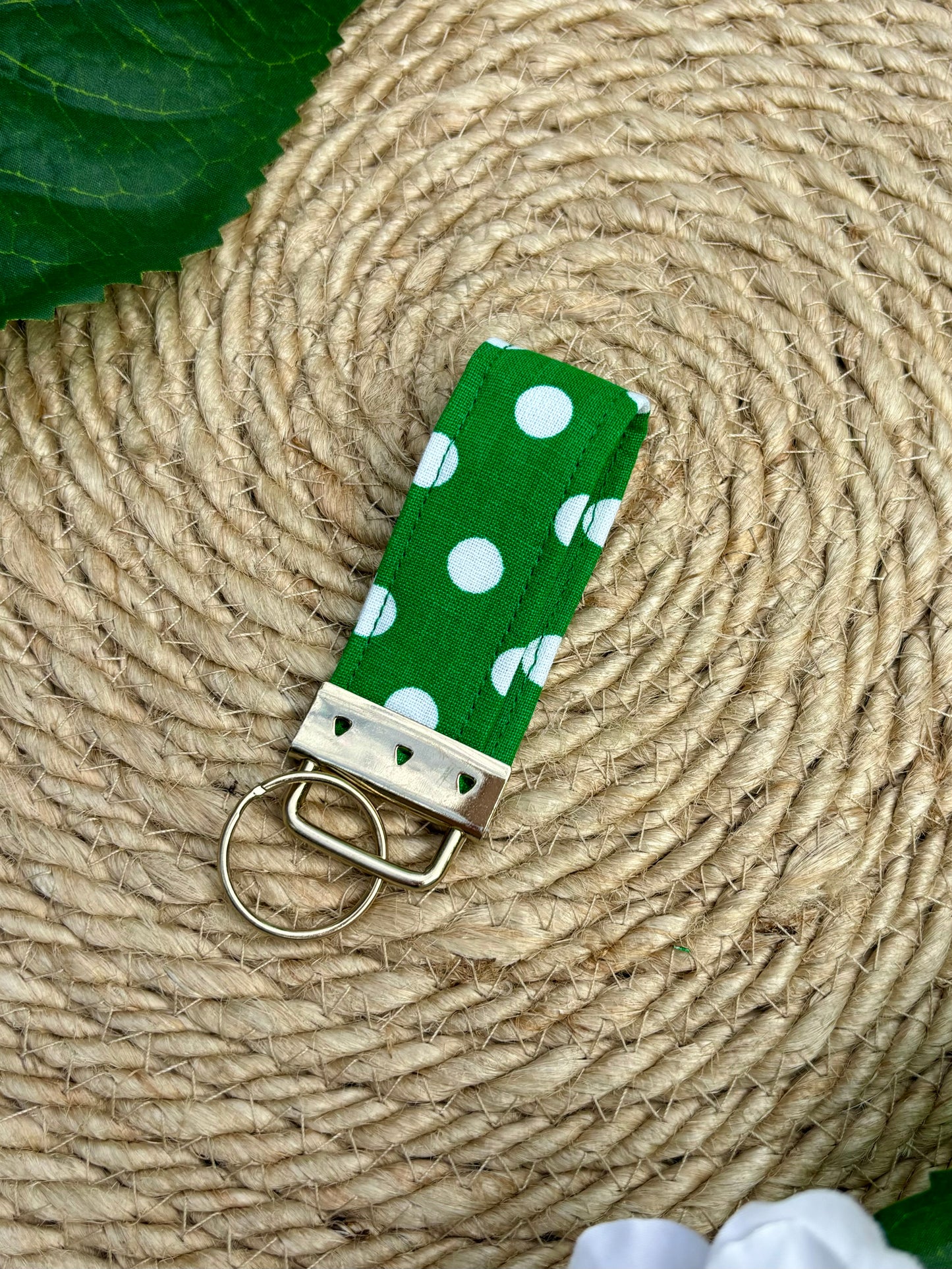 Key Chain, Match your pup, Green Poka Dot