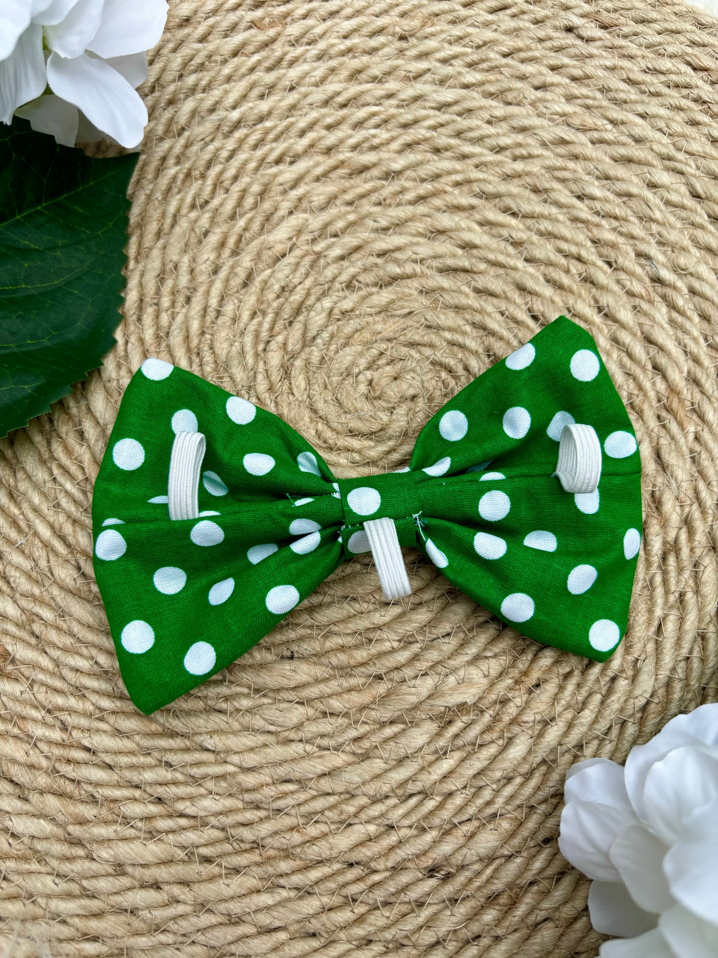 Dog Bow Tie, Green Poka Dot