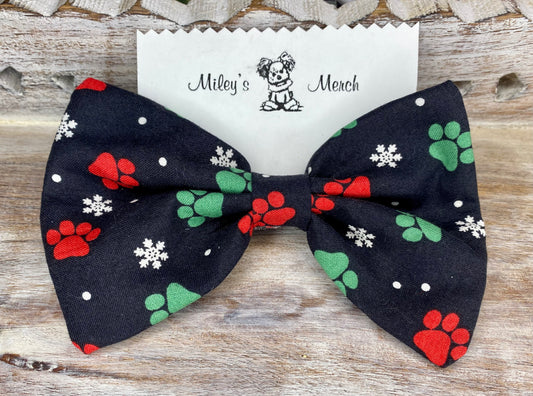 Dog Bow Tie, Christmas Paws