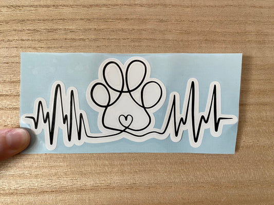 Paw Heart Beat Car Decal